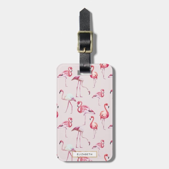 Pink Flamingo Luggage Tag (Front Vertical)