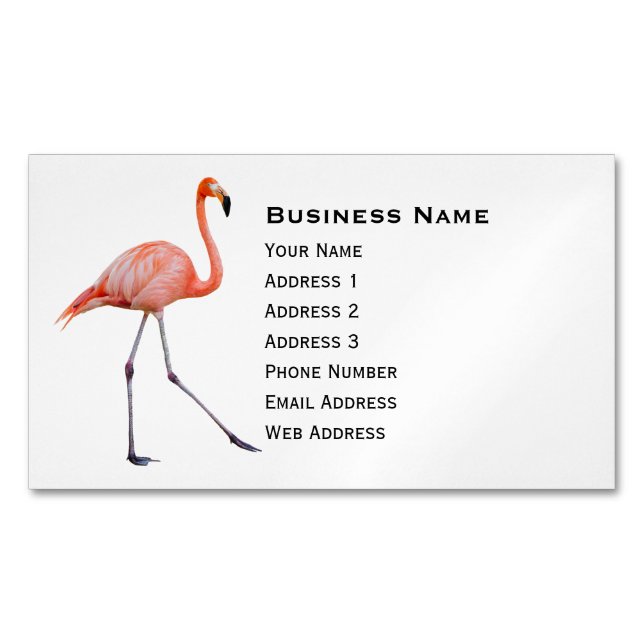 Pink Flamingo Magnetic Business Card (Front)
