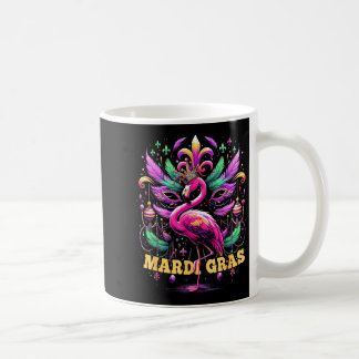 Pink Flamingo Mardi Gras Crown And Beads Mask Carn Coffee Mug