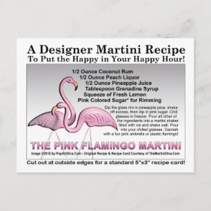 Pink Flamingo Martini Recipe Card Postcard