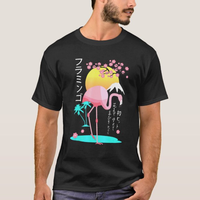 pink Flamingo mens costume Fuji Yama Japan rising  T-Shirt (Front)