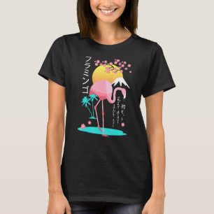 pink Flamingo mens costume Fuji Yama Japan rising  T-Shirt