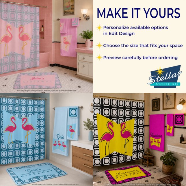 Pink Flamingo Mid-Century Modern Shower Curtain (Creator Uploaded)