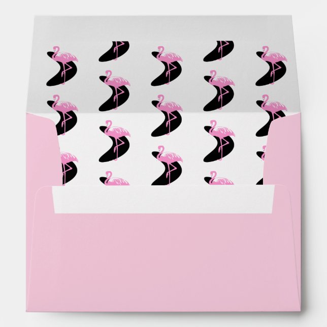 Pink Flamingo Midcentury Modern Retro Shapes Envelope (Back (Bottom))