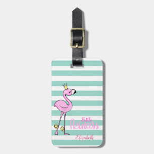 Pink Flamingo,Mint White Stripes,Little Princess Luggage Tag