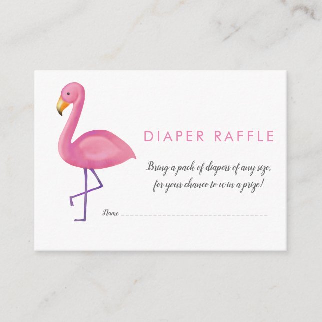 Pink Flamingo Modern Baby Shower Diaper Raffle Enclosure Card (Front)