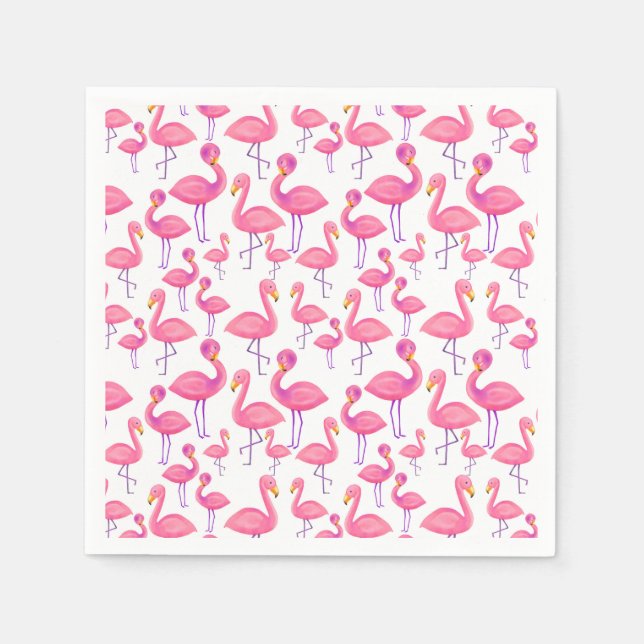 Pink Flamingo Modern Baby Shower Napkin (Front)