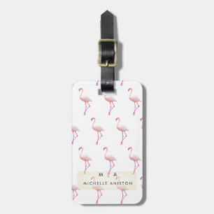 Pink Flamingo Monogram Custom Luggage Tag