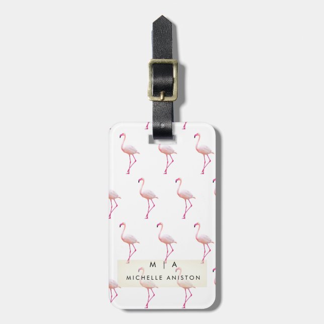  Pink  Flamingo  | Monogram Custom Luggage Tag (Front Vertical)