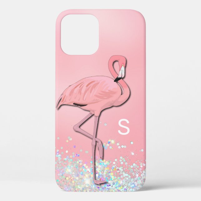 Pink Flamingo Monogrammed Case-Mate iPhone Case (Back)