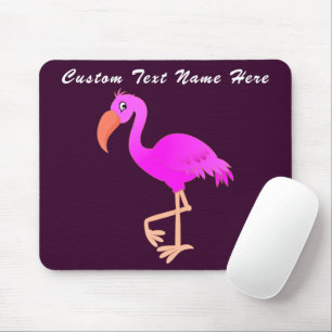 Pink Flamingo Mouse Pad with Custom Textand Colors