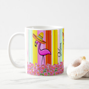 Pink Flamingo Mum Stripe Mug