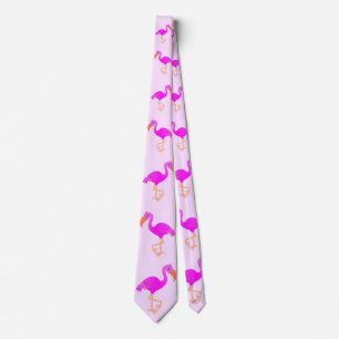 Pink Flamingo Neck Tie Happy Party