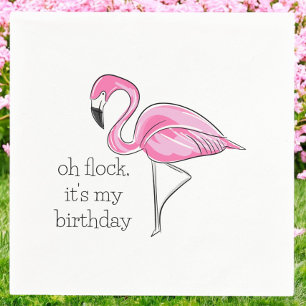 Pink Flamingo Oh Flock It's My Birthday Preppy Napkin