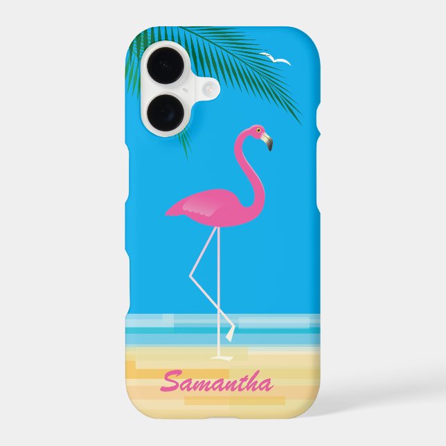 Pink Flamingo on Beach iPhone 7 Plus Case (Back)