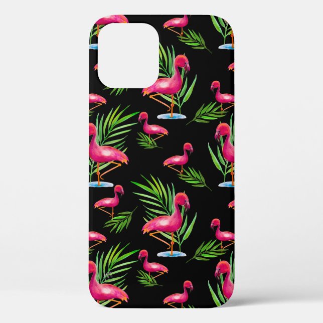 Pink Flamingo on Black Case-Mate iPhone Case (Back)