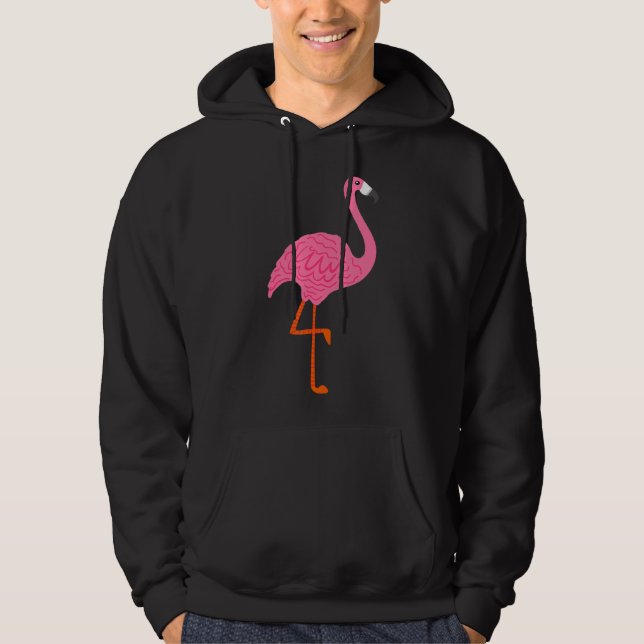 Pink Flamingo On One Leg For Bird & Nature Beach F Hoodie (Front)