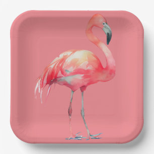 Pink Flamingo on pink paper plate