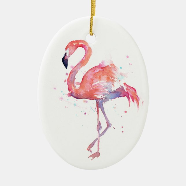 Pink Flamingo Ornament (Front)