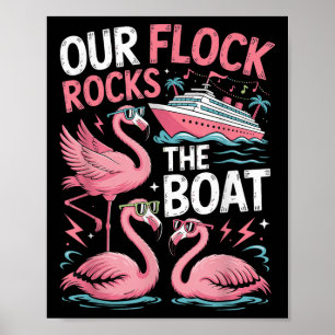 Pink Flamingo Our Flock Rocks The Boat Vacation Cr Poster