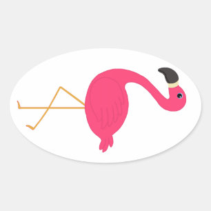 Pink Flamingo Oval Sticker