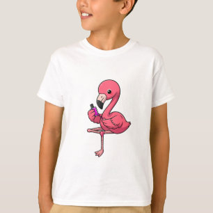 Pink Flamingo Painting Toenails Cartoon Kids T-Shirt