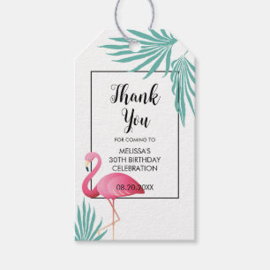 Pink Flamingo Palm Leaves 30th Birthday Gift Tags