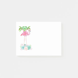 Pink Flamingo Palm trees and Floral Succulents Post-it Notes