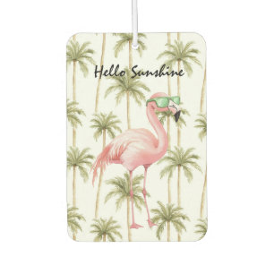 Pink Flamingo Palm Trees Car Air Freshener