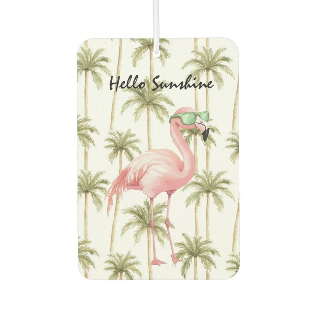 Pink Flamingo Palm Trees Car Air Freshener (Front)
