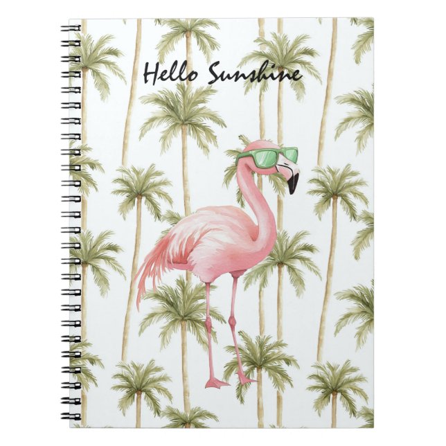 Pink Flamingo Palm Trees Notebook (Front)