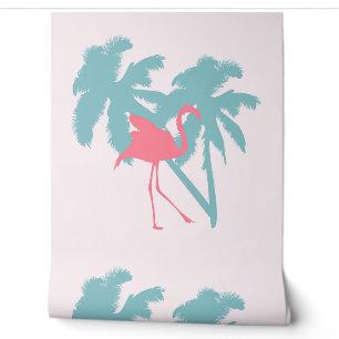 PINK FLAMINGO PALM TREES WALLPAPER