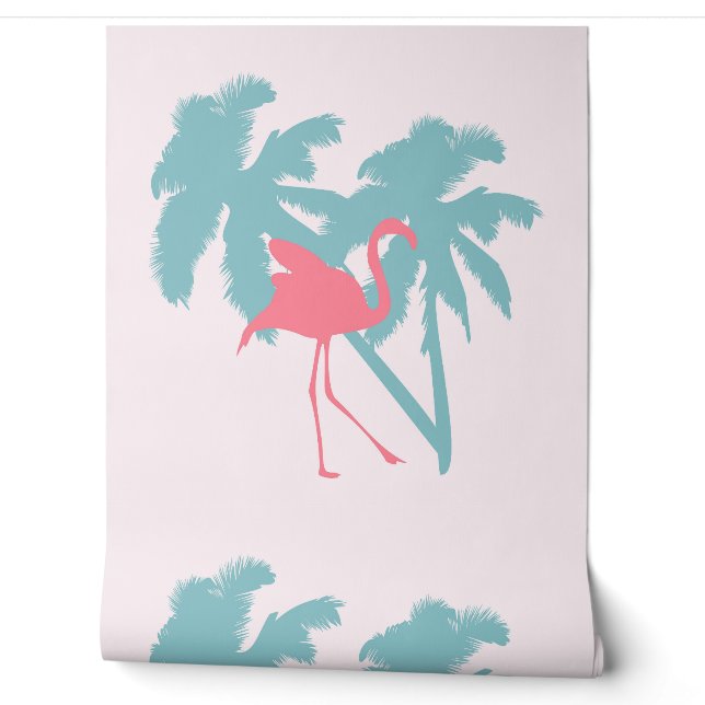 PINK FLAMINGO PALM TREES WALLPAPER (Unrolling)