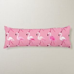 Pink Flamingo Paradise Watercolor Pattern Body Cushion