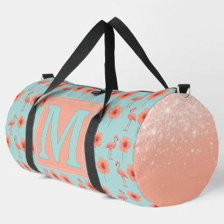 Pink Flamingo Paradise Watercolor Pattern Duffle Bag