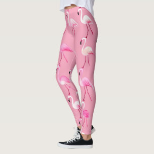 Pink Flamingo Paradise Watercolor Pattern Leggings