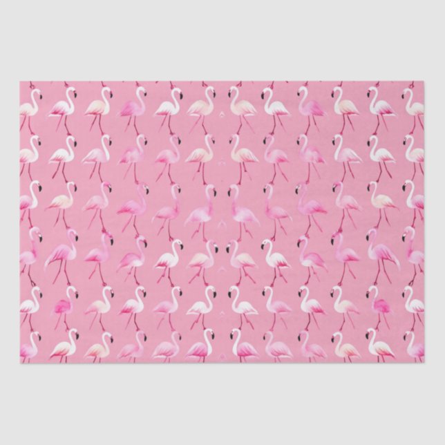 Pink Flamingo Paradise: Watercolor Pattern Tissue Paper (Front)