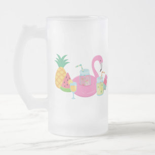 Pink Flamingo Party Frosted mug