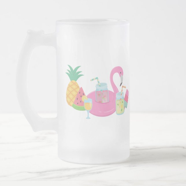 Pink Flamingo Party Frosted mug (Left)