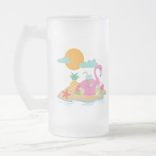 Pink Flamingo Party Frosted mug