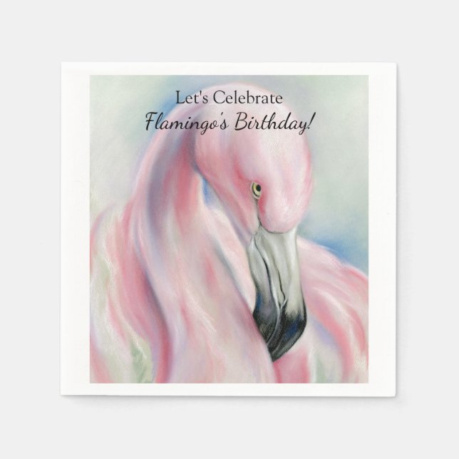 Pink Flamingo Pastel Art Napkin (Front)