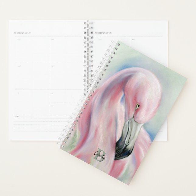 Pink Flamingo Pastel Art Personalised Planner (Display)