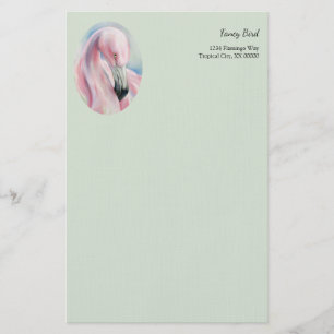 Pink Flamingo Pastel Art Personalised Stationery