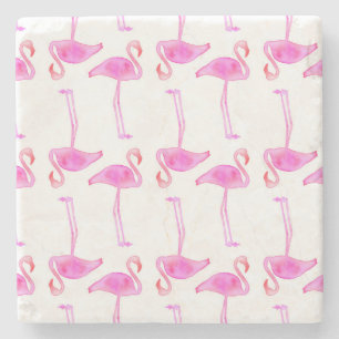 Pink Flamingo Pattern 2 Stone Coaster