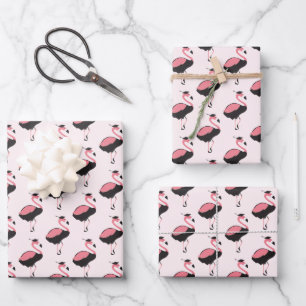 Pink Flamingo Pattern Animal Graduation Wrapping Paper Sheet