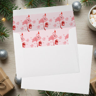 Pink Flamingo Pattern Beach Christmas Custom Envelope