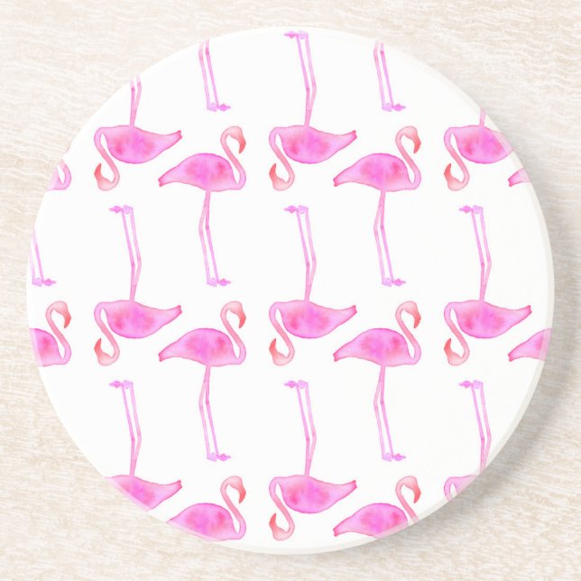 Pink Flamingo Pattern Coaster (Front)