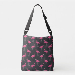 Pink flamingo pattern crossbody bag