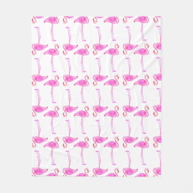 Pink Flamingo Pattern Fleece Blanket (Front)
