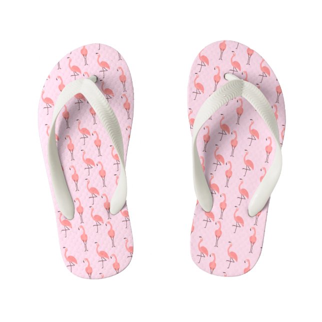 Pink Flamingo Pattern  Kid's Flip Flops (Footbed)